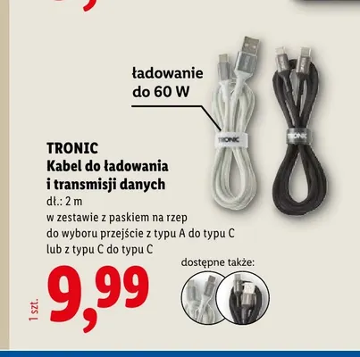 Kabel do ładowania i transmisji danych z typu A do typu C Tronic promocja w Lidl
