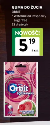 Guma do żucia Orbit Watermelon Raspberry sugarfree promocja w Intermarche