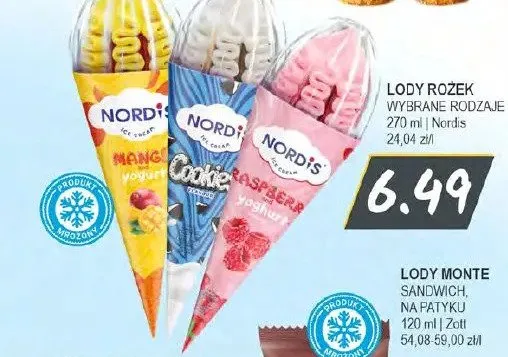 Lody rożek Nordis Mango Yogurt promocja w Słoneczko