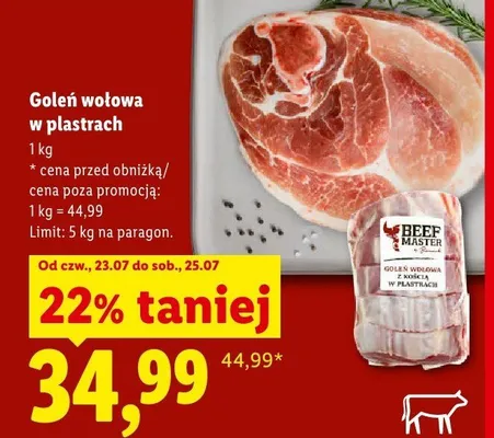 Goleń wołowa w plastrach Beef Master promocja w Lidl