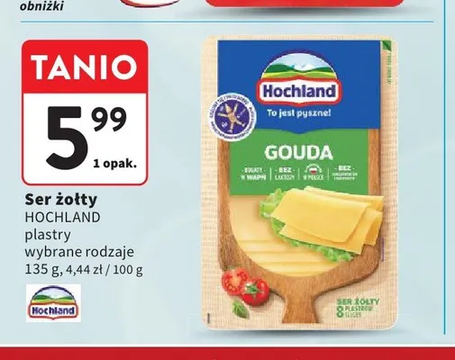 Ser żółty plastry Hochland Gouda promocja w Intermarche