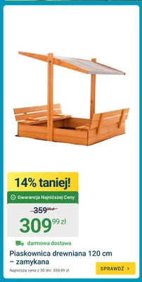 Piaskownica drewniana 120 cm zamykana promocja w ERLI