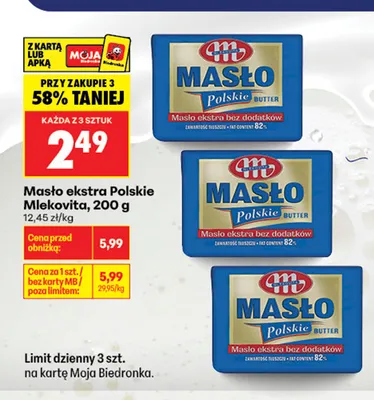 Masło ekstra Polskie Mlekovita promocja w Biedronka