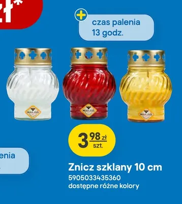 Znicz szklany 10 cm promocja w Castorama