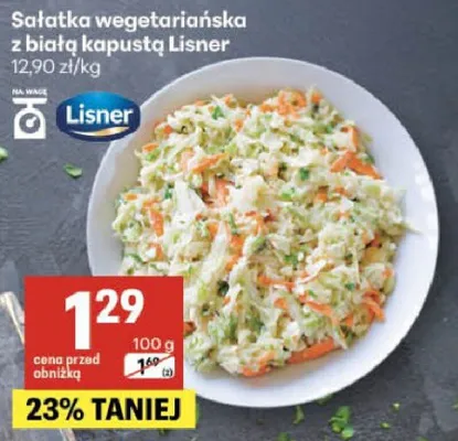 Sałatka wegetariańska z białą kapustą lisner promocja w Delikatesy Centrum