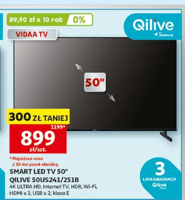 Telewizor Smart LED Qilive 50" promocja w Auchan