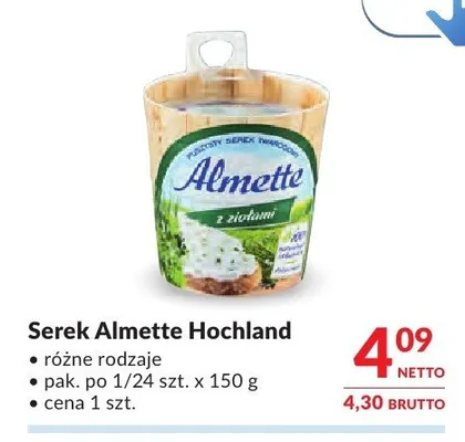Serek puszysty Almette z ziołami Hochland promocja w Makro