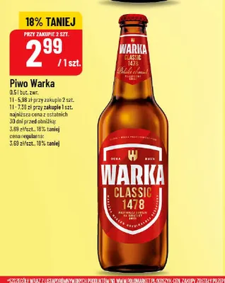 Piwo Warka Classic promocja w POLOmarket