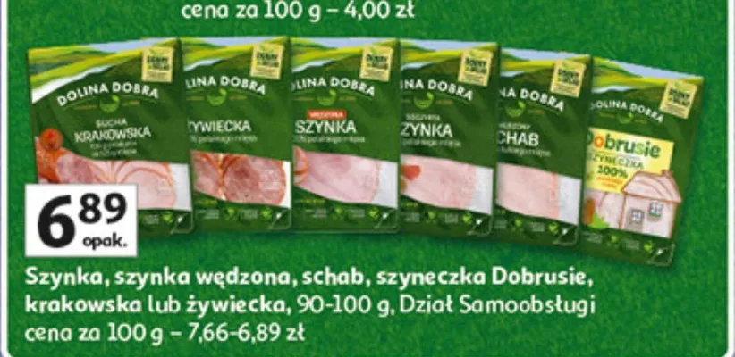 Szynka wędzona, schab, szyneczka Dobrusie, krakowska łowicka promocja w Auchan
