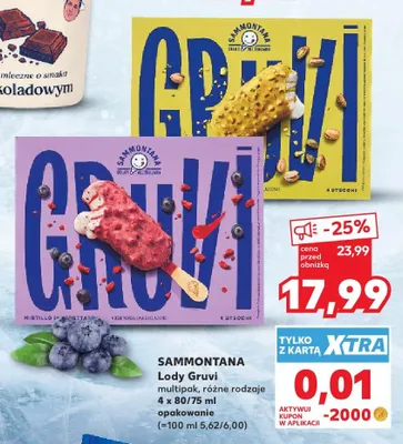 Lody na patyku Gruvi Mirtillo Sammontana promocja w Kaufland