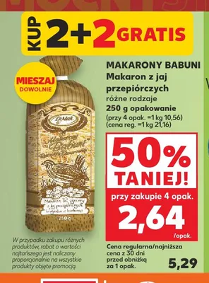 Makaron z jaj przepiórczych Makarony Babuni promocja w Kaufland