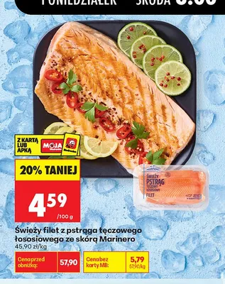 Świeży filet z pstrąga tęczowego łososiowego ze skórą Marinero promocja w Biedronka