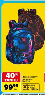 Plecak szkolny Coolpack Factor promocja w Carrefour