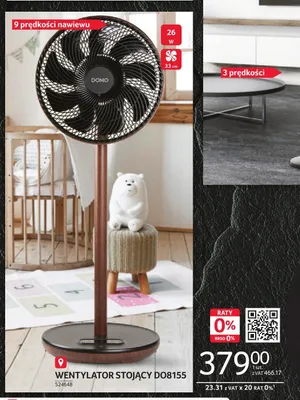 Wentylator stojący DOMO DO8155 26W 33cm promocja w Selgros
