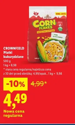 Płatki kukurydziane Crownfield promocja w Lidl