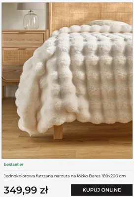 Jednokolorowa futrzana narzuta na łóżko Bares home&you 180x200 cm promocja w home&you