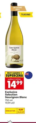 Wino wytrawne białe Exclusive Selection Sauvignon Blanc promocja w Biedronka