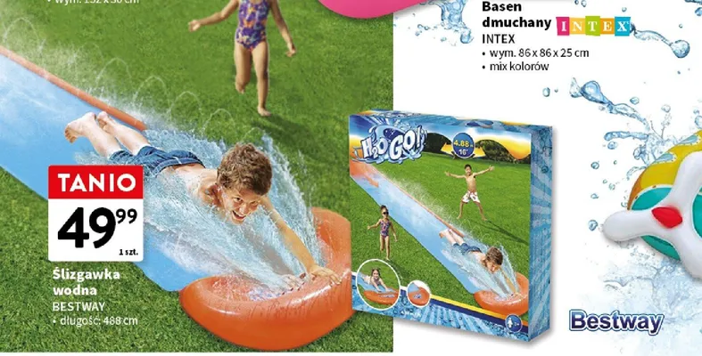 Ślizgawka wodna Bestway długość 488cm promocja w Intermarche
