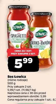Sos spaghetti Łowicz promocja w Netto