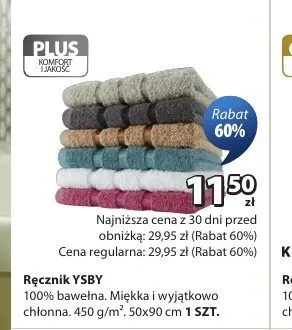 Ręcznik YSBY 100% bawełna 450g/m2 50x90cm promocja w Jysk