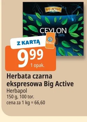 Herbata czarna ekspresowa Big Active promocja w Leclerc