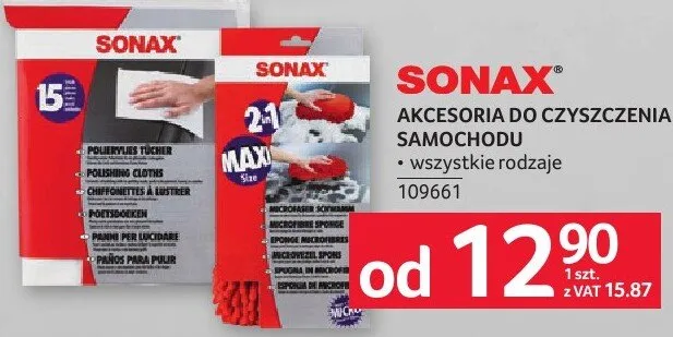 Akcesoria do czyszczenia samochodu Sonax różne rodzaje promocja w Selgros