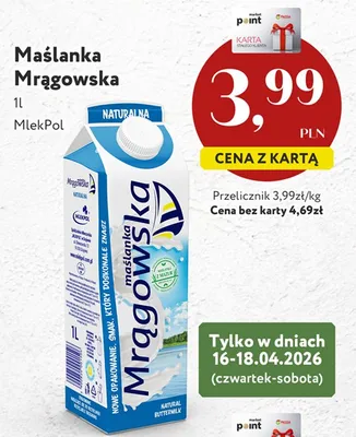 Maślanka naturalna promocja w Market Point
