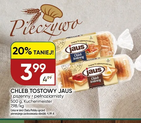 Chleb tostowy pełnoziarnisty Jaus promocja w Chata Polska