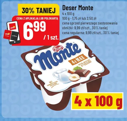 Deser Monte Zott 4-pak 100 g promocja w POLOmarket