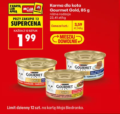 Karma dla kota Gourmet Gold mus z wołowiną promocja w Biedronka
