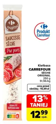 Kiełbasa Sèche Original Carrefour promocja w Carrefour