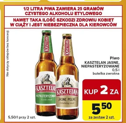 Piwo Kasztelan Niepasteryzowane promocja w Carrefour Express