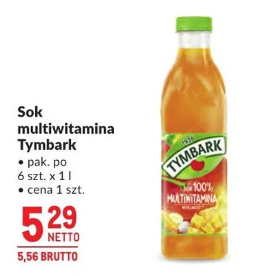 Sok multiwitamina Tymbark 6-pak 1l promocja w Makro