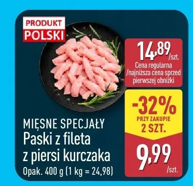 Mięsne specjały Paski z fileta z piersi kurczaka promocja w Aldi
