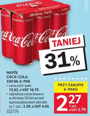 Napój Coca-Cola 330ml 6-pak promocja w Selgros