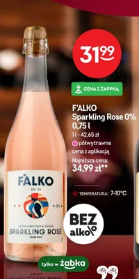 Wino Sparkling Rose 0% półwytrawne bezalkoholowe promocja w Żabka