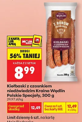 Kiełbaski z czosnkiem niedźwiedzim Polskie Specjały promocja w Biedronka