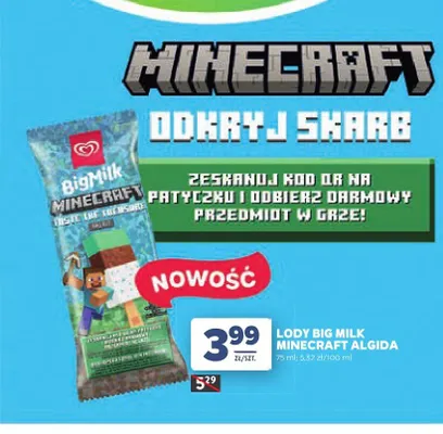 Lody Big Milk Minecraft Algida promocja w Stokrotka