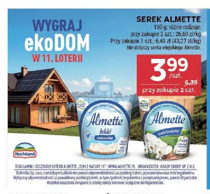 Serek Almette śmietankowy promocja w Stokrotka