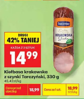 Kiełbasa krakowska z szynki Tarczyński promocja w Biedronka