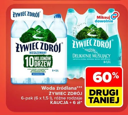 Woda źródlana niegazowana Żywiec Zdrój 6-pak promocja w Carrefour Market