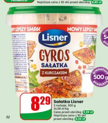 Sałatka Lisner Gyros z kurczakiem promocja w Dino