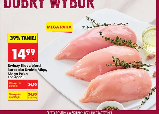 Świeży filet z piersi kurczaka Kraina Mięs Mega Paka promocja w Biedronka