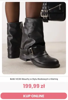 Botki Vices Slouchy w stylu rockowym z klamrą promocja w Renee