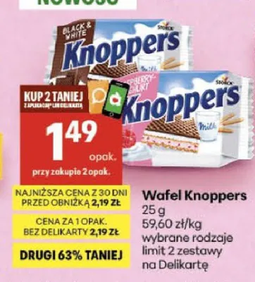 Wafel Knoppers Black & White promocja w Delikatesy Centrum