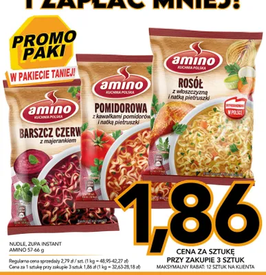 Nudle zupa instant Amino Barszcz Czerwony z majerankiem promocja w Kupiec