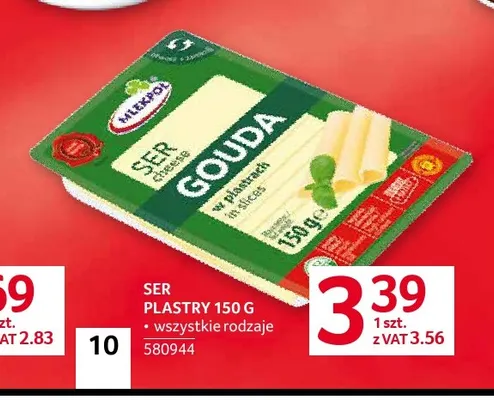 Ser gouda w plastrach Mlekpol promocja w Selgros