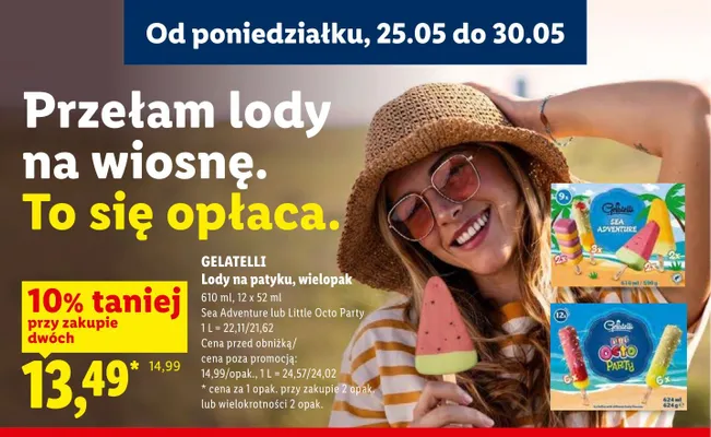 Lody na patyku Gelatelli Little Octo Party wielopak 52ml promocja w Lidl