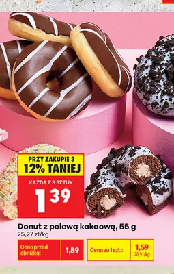 Donut z polewą kakaową promocja w Biedronka