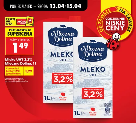 Mleko UHT 3,2% promocja w Biedronka